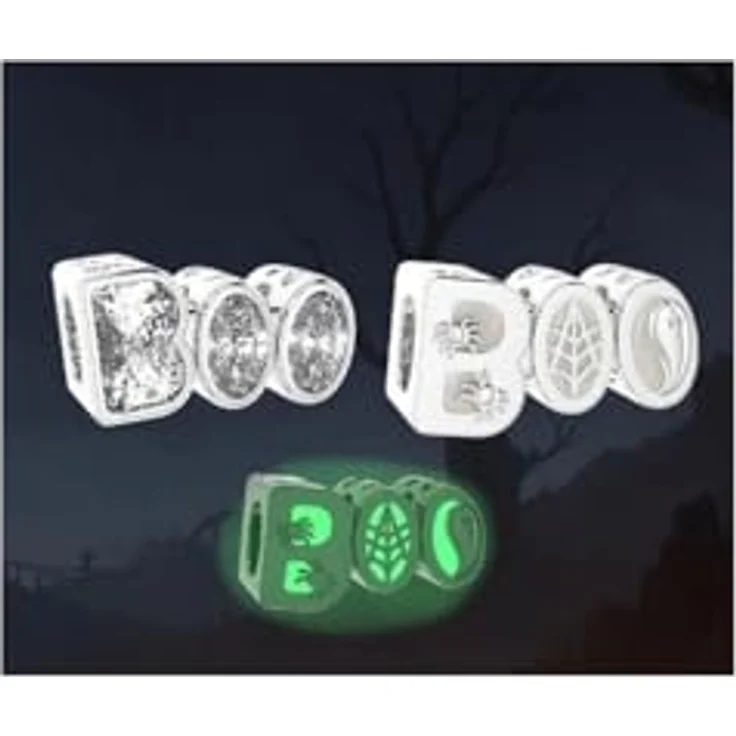 PANDORA Moments BOO Glow-in-the-dark Charm, Sterling Silber mit Zirkonia, Halloween Schmuck, kompatibel mit Moments, 794060C01 – Bild 4