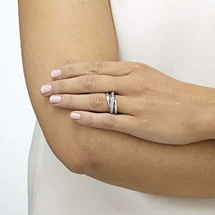 Heideman Ring Damen Trini, Edelstahl Silber farbend poliert, Rollring Spielring Dreierring, Größe 52 – Bild 2