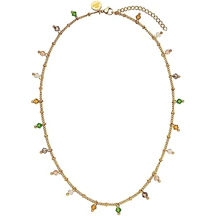 Purelei Boho Halskette, Wasserfestes Goldkette aus Edelstahl mit bunten Glasperlen, 40-45 cm verstellbar, Damen Schmuck – Bild 1