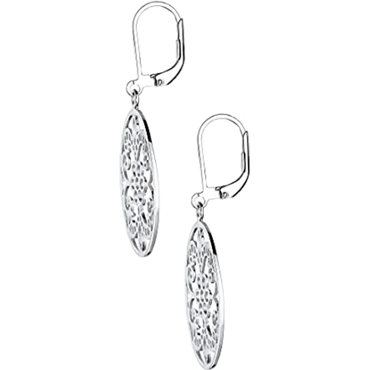 Elli Ohrhänger Ornament Floral, Damen Schmuck in 925 Sterling Silber, handgefertigt, anlaufgeschützt, hochglanzpoliert – Bild 3