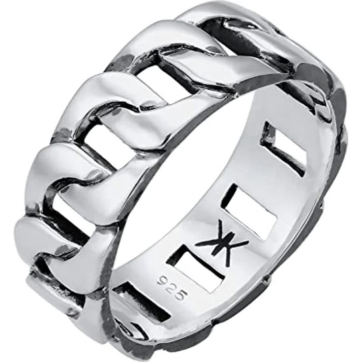 Kuzzoi Massiver Herrenring im Panzer Design, schwarz oxidiert, 8mm Bandring aus 925 Sterling Silber, Ringgröße 58 – Bild 1