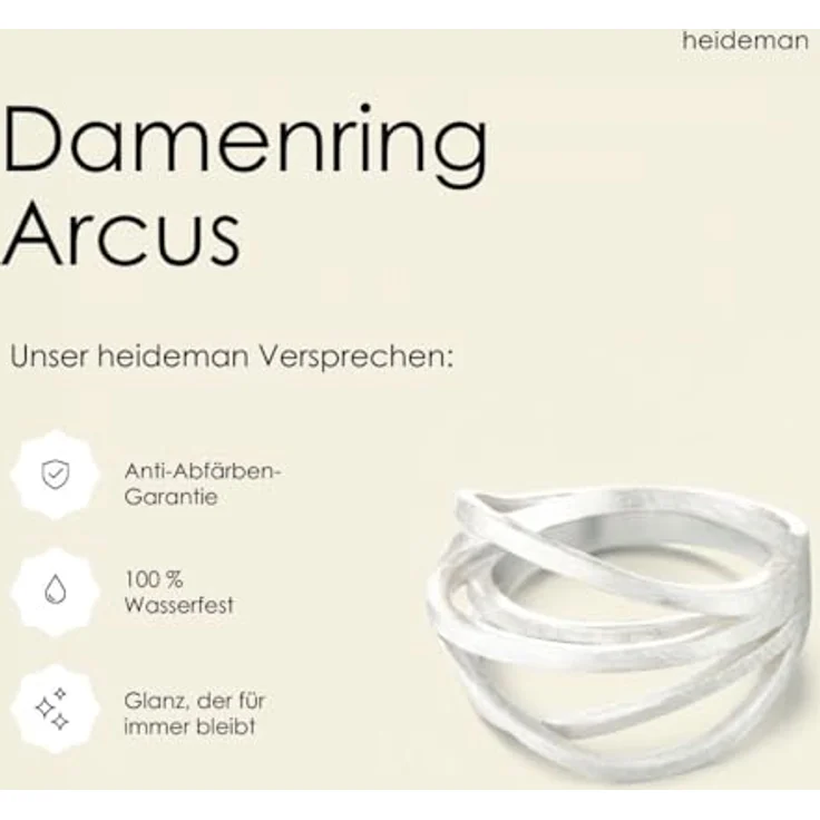 Heideman Damenring Arcus, Edelstahl silberfarben poliert, Zirkonia, Gr. 58, zeitlos und verspielt – Bild 4