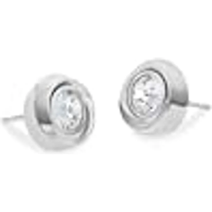 Calvin Klein TWISTED BEZEL SOLITAIRE Ohrstecker mit Preciosa Crystal, silber – Bild 3