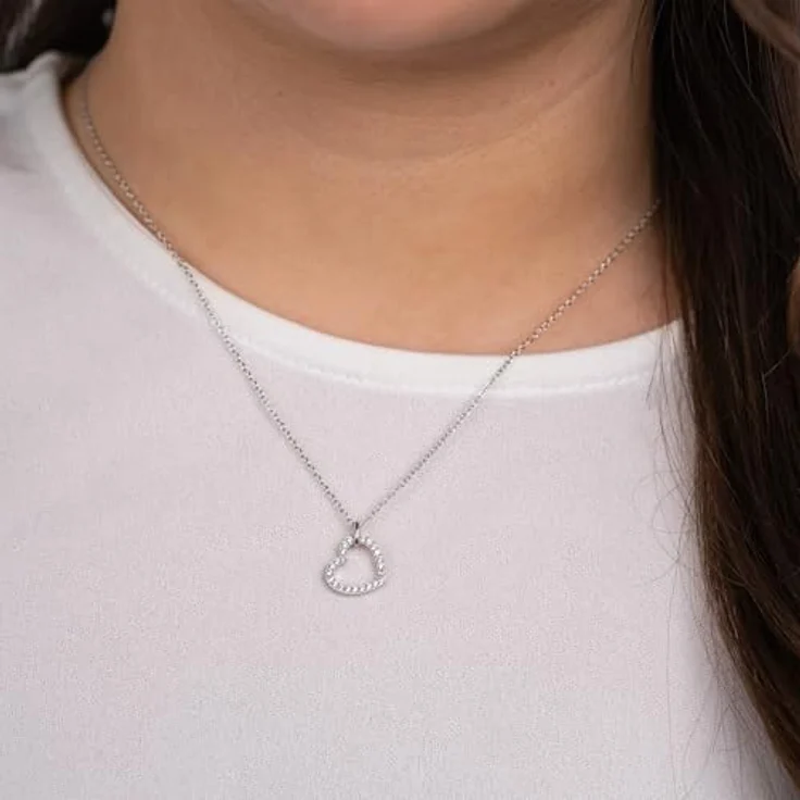 Engelsrufer Kette Herz Shiny Silber, 925er Sterlingsilber mit Zirkonia, Karabinerverschluss, Länge 40+4 cm – Bild 2