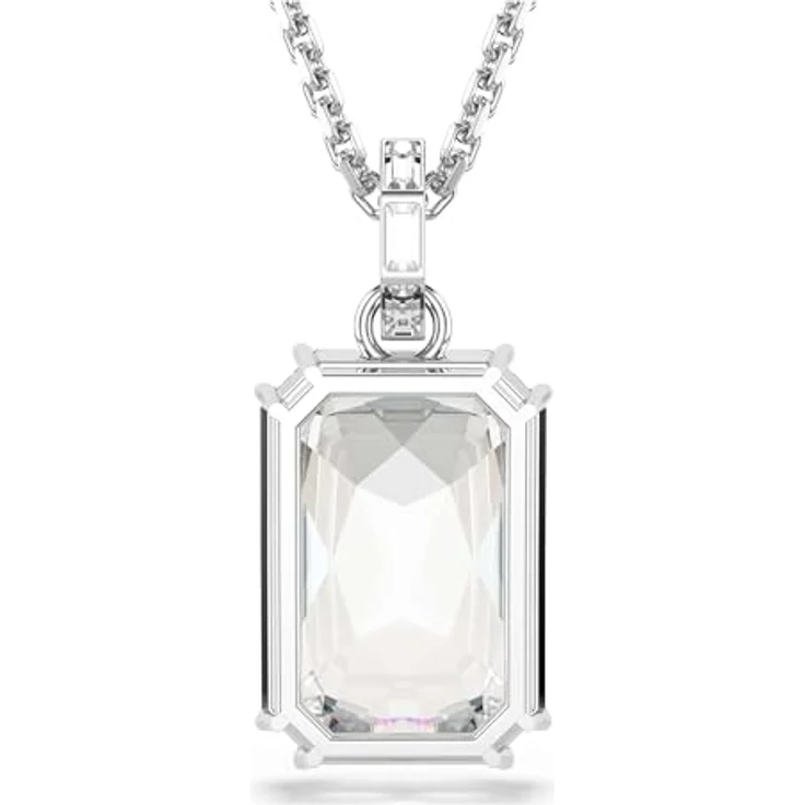 Swarovski Millenia Anhänger, Rhodinierte Damenhalskette mit klarem Kristallelement im Oktagon-Schliff und kanalgefassten Kristallen, Länge: 65-75 cm – Bild 5