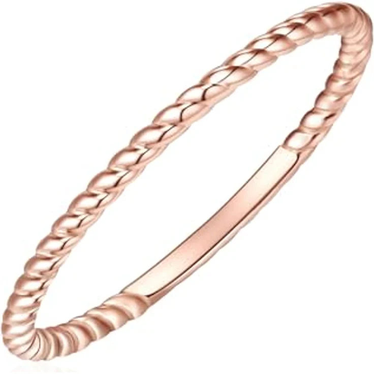 GLANZSTÜCKE MÜNCHEN Damen-Ring 925/- Sterling Silber rosévergoldet, gedreht, 1,4 mm schmal, Steckring für elegante Stapellooks – Bild 3
