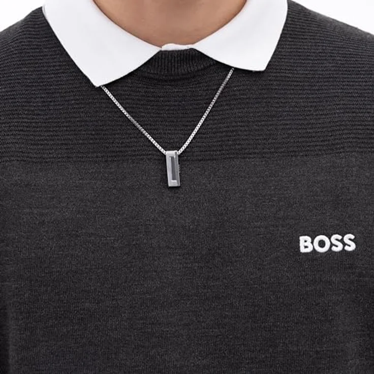 HUGO BOSS CANDOR JEWELRY Halskette mit Anhänger für Herren aus Edelstahl, skulpturaler Look, 609 mm lang, Karabinerverschluss – Bild 5
