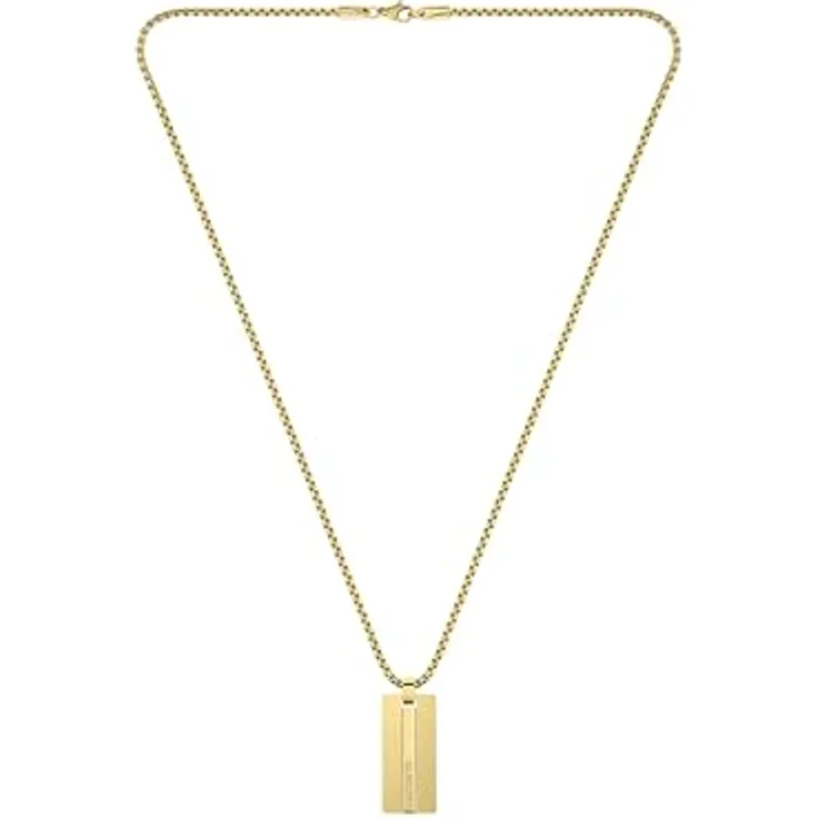 Lacoste Halskette für Herren Kollektion ADVENTURER, Gelbgoldene Edelstahlkette mit gravierter Plakette, 55.8 cm, Karabinerverschluss - 2040090