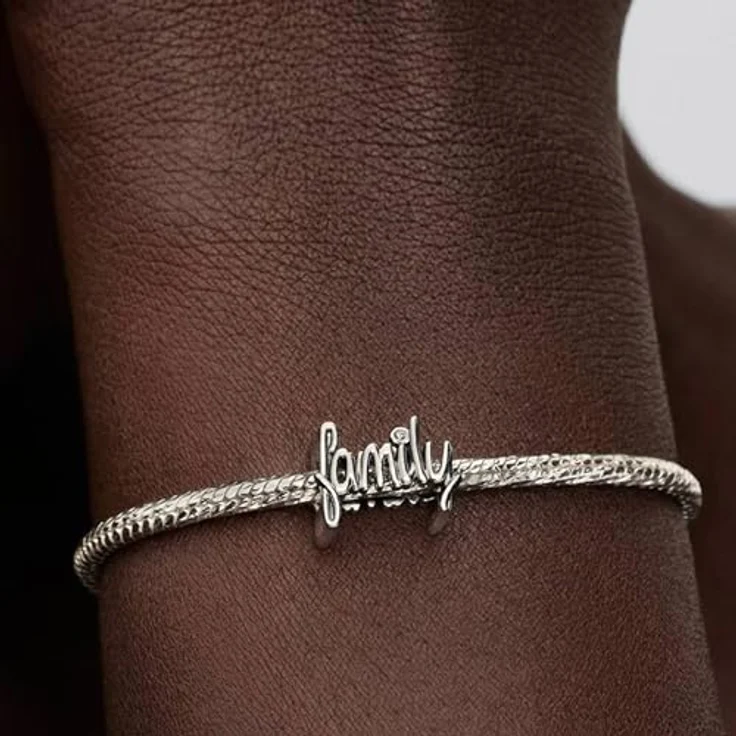 PANDORA Moments Handschrift Family Charm, Sterling-Silber mit Zirkonia, kompatibel mit Moments, 794250C01 – Bild 4
