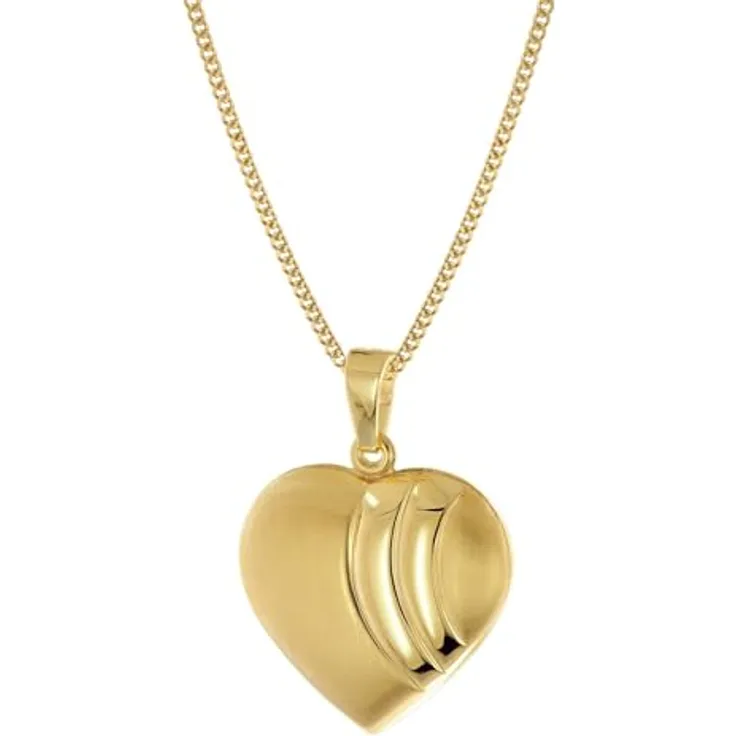 trendor Damen Herz-Anhänger Gold 333 mit vergoldeter Silberkette, 16 x 17 mm, 40 cm Länge, in stilvoller Geschenkpackung