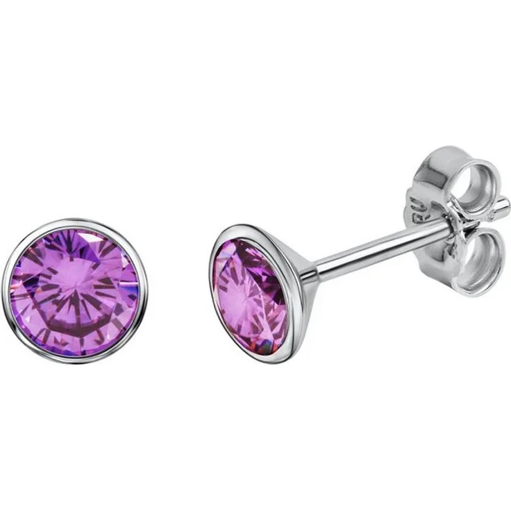 Firetti Paar Ohrstecker, Silber 925 mit synthetischem Zirkonia, elegantes Geschenk für Damen