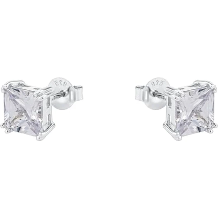 Amor Ohrstecker 925 Sterling Silber, Damen Ohrschmuck mit 2 Zirkonia, 1,1 cm, in Schmuck Geschenk Box – Bild 3