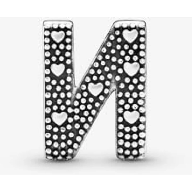 Pandora Bead 797468 Charm Buchstabe "N", Sterling-Silber mit Herzelementen – Bild 7