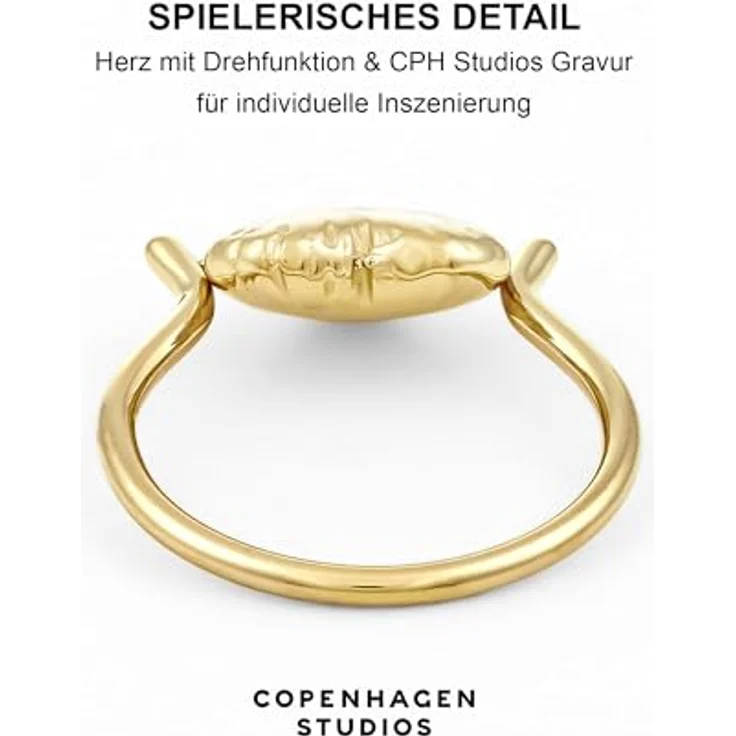 COPENHAGEN STUDIOS Ring Balloon Hearts, gold, Gr. 56, Damenring aus 14K Edelstahl, wasserfest & hautfreundlich mit beweglichem Herz-Design – Bild 4