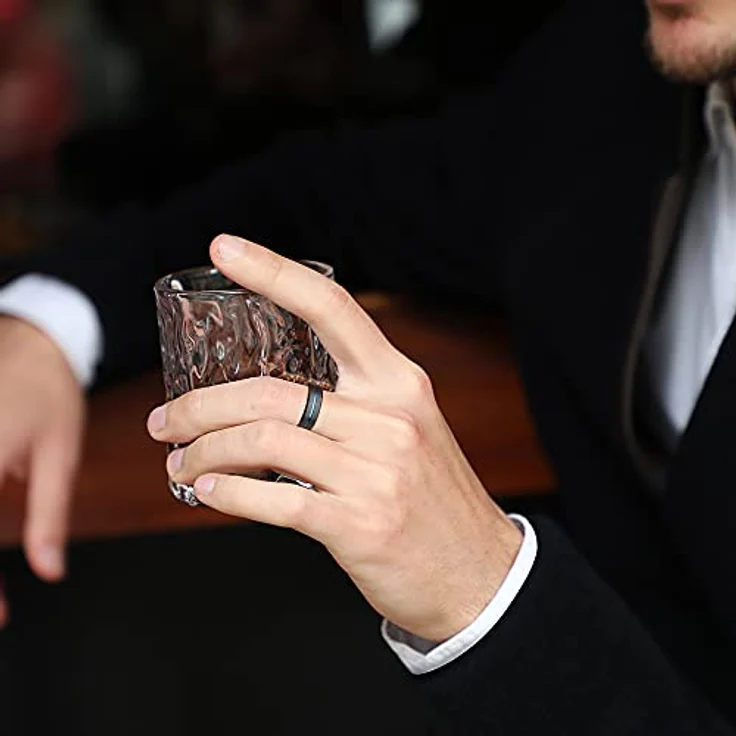 King Will DUO Herren Ehering, 7mm mattierter Wolframcarbid-Ring mit blauer abgeschrägter Kante, Größe 64.7 (20.6) – Bild 5