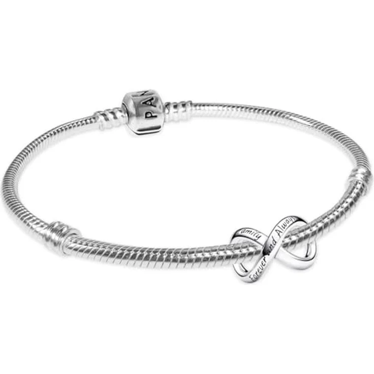 PANDORA Damenarmband Starter-Set Für Immer & Ewig, Silber 925 mit Charm Ewigkeitssymbol, 19 cm, polierte Schlangenkette mit Clip-Verschluss – Bild 1