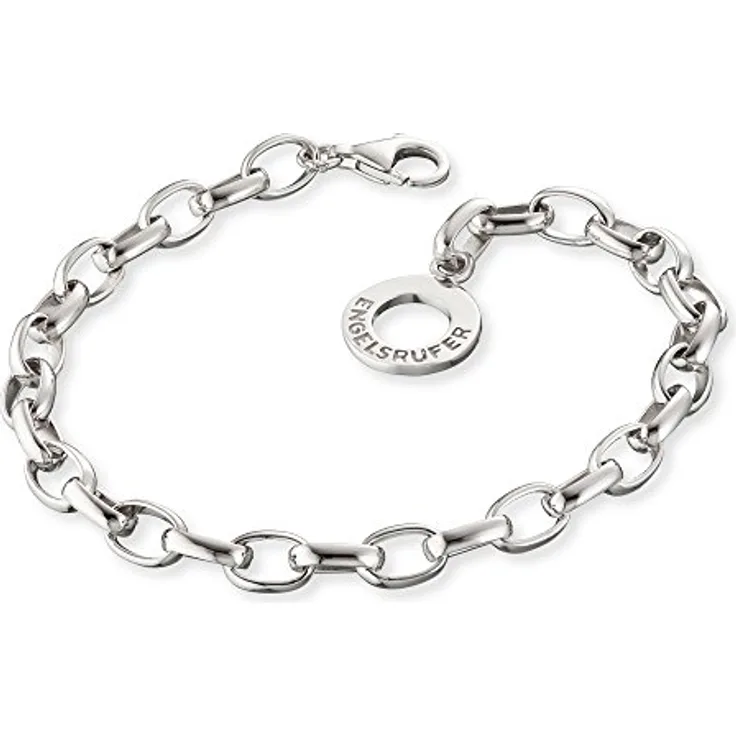 Engelsrufer Damen Charm-Armband, rhodiniertes 925er Sterlingsilber, verstellbare Länge 19,5 cm, elegantes Design, nickelfrei