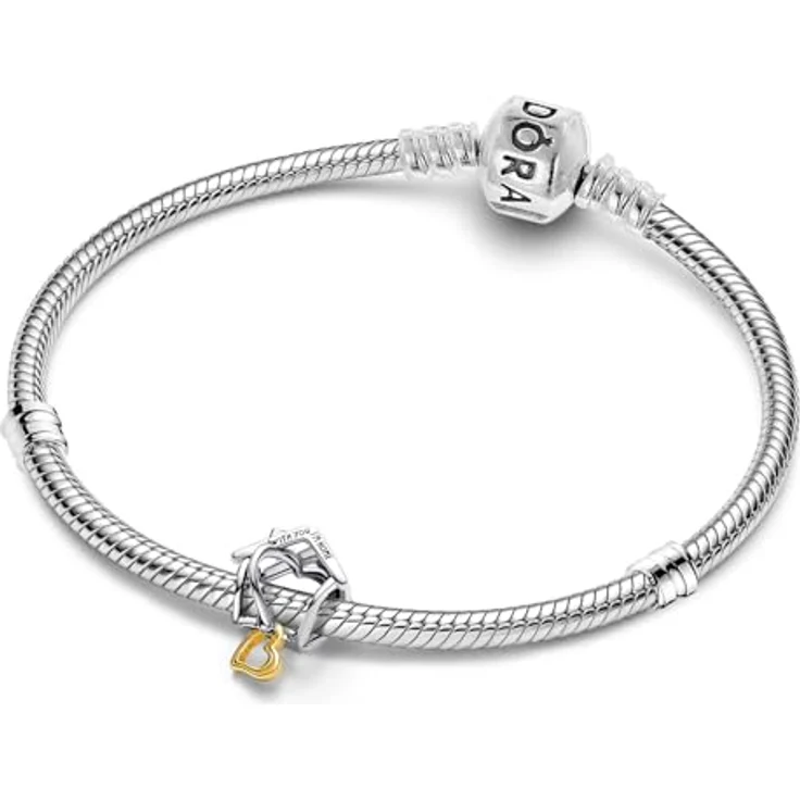 PANDORA Geschenkset Damen Silber 925, Armband mit Haus-Charm „With You I'm Home“, 19 cm, elegantes Schmuck-Set, romantische Geschenkidee – Bild 1