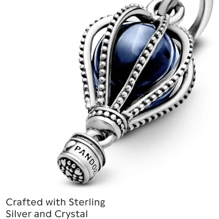PANDORA Charm Anhänger "Blauer Heißluftballon", Bead aus 925/- Sterlingsilber, himmelblaue Perle, 23,2mm hoch – Bild 3