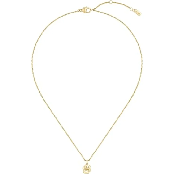 BOSS DOUBLE B PETIT, Damen-Halskette aus Gelbgold mit Doppel-B Charm, 457 mm + 50 mm Verlängerung – Bild 1