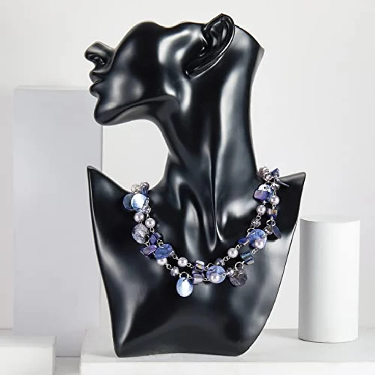 FULU AUTUMN Kristall Perlenkette Boho Muschelkette, mehrreihig, bunt, 18 Zoll + 2,7 Zoll Verlängerung, lila – Bild 2