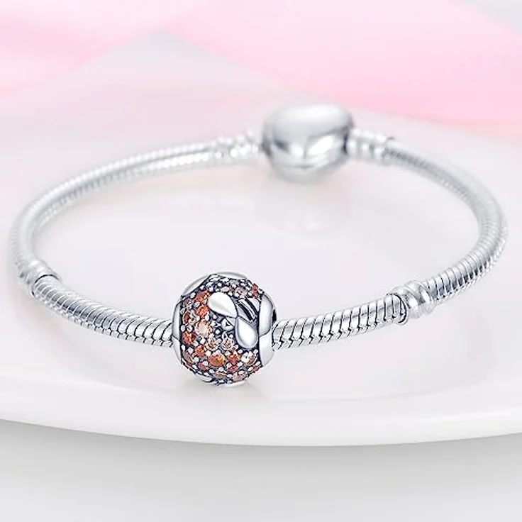 ChenYuTe 925 Sterling Silber Charms, Dangle Anhänger mit 5A-Zirkonia, kompatibel mit Pandora und europäischen Armbändern, für Frauen – Bild 2
