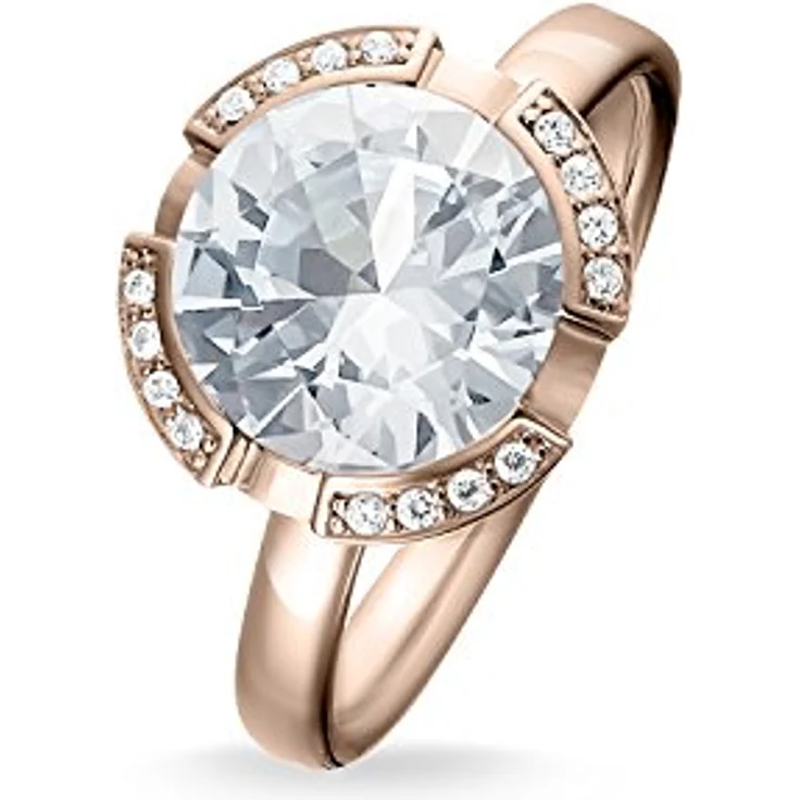 THOMAS SABO Damen-Ring TR2038-416-14-52, 925 Sterling Silber, 750 rosegold vergoldet, Zirkonia weiß, Gr. 52 (16.6) – Bild 2