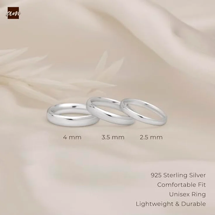 Amberta Hochzeitsringe 925 Sterling Silber, Eheringe für Damen und Herren mit Gelbgold- oder Roségold-Beschichtung, 4 mm Ringgröße 58.9 – Bild 5