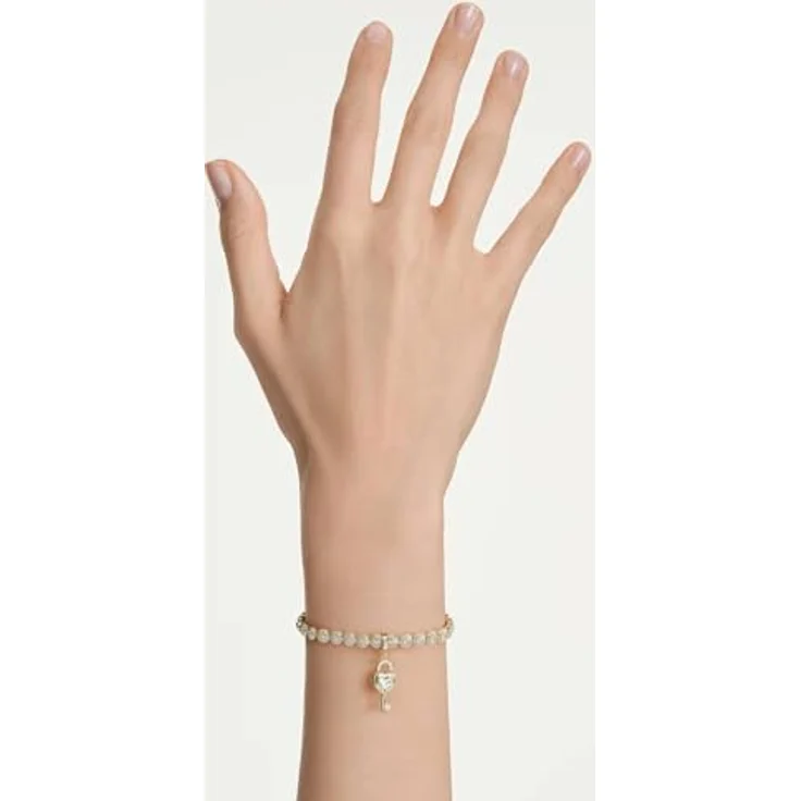 Swarovski Kettenanhänger Damen-Charm aus vergoldetem Metall mit 1 weißem Swarovski-Kristall und Schlüsselmotiv – Bild 7