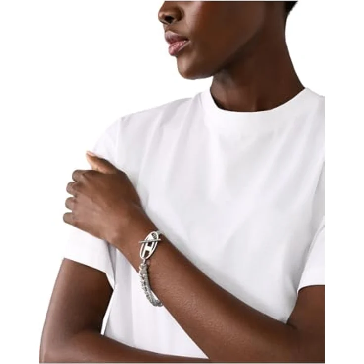 Diesel Herren-Armband, Edelstahl mit gebürstetem Finish und Knebelverschluss, silberfarben – Bild 4
