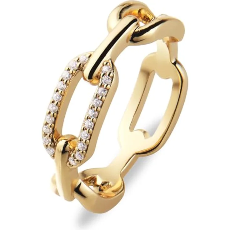 CHRIST Damen-Ring 925er Silber, recycelte Zirkonia 56, Gelbgold 32029719