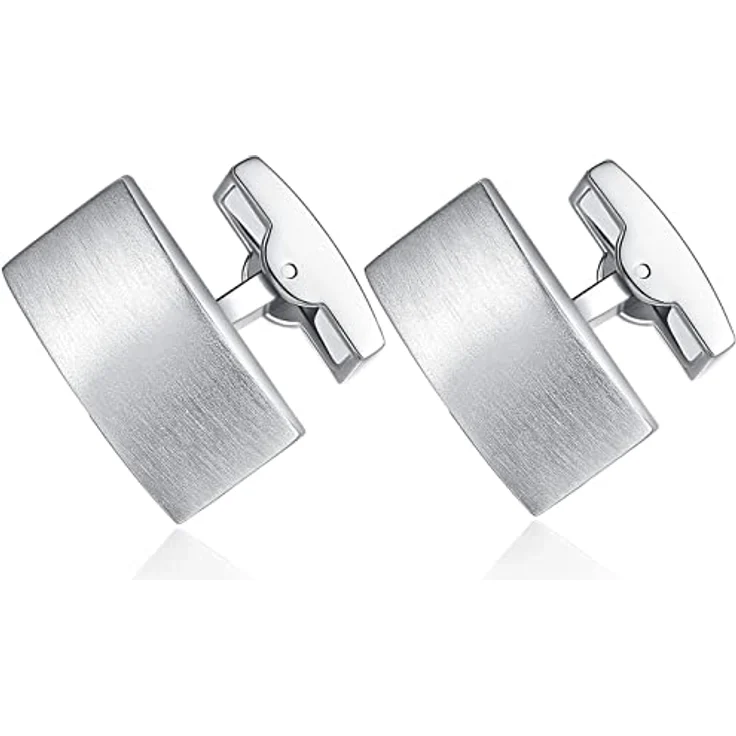 HONEY BEAR Herren Hochzeit Manschettenknöpfe, Cufflinks aus Kupfermessing mit korrosionsgeschütztem Stahl, Silber, 18mm x 11mm, handmodelliert – Bild 3