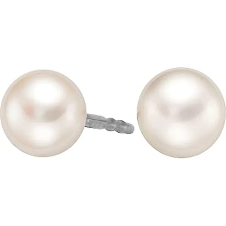 FAVS Damen-Ohrstecker 925er Silber rhodiniert mit Süßwasserperle, Perlendurchmesser 9 mm