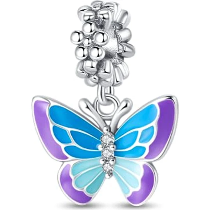 LNQOBU 925 Silber Glow in the Dark Glühwürmchen Charms Anhänger, farbwechselndes Chamäleon Bead Charm für Damenarmbänder und Halsketten, violett-blau am Tag, blau in der Nacht – Bild 1