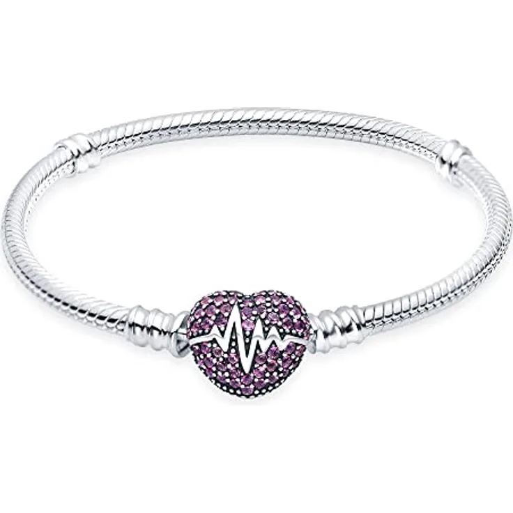 TINSLO Damen Armband 925 Sterling Silber, Herzverschluss Moments Schlangen Gliederarmband, Geschenk für Frauen, Valentinstag, Muttertag, Geburtstag, Weihnachten