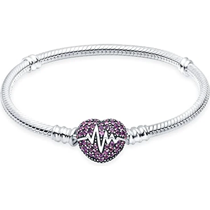 TINSLO Damen Armband 925 Sterling Silber, Herzverschluss Moments Schlangen Gliederarmband, Geschenk für Frauen, Valentinstag, Muttertag, Geburtstag, Weihnachten – Bild 1