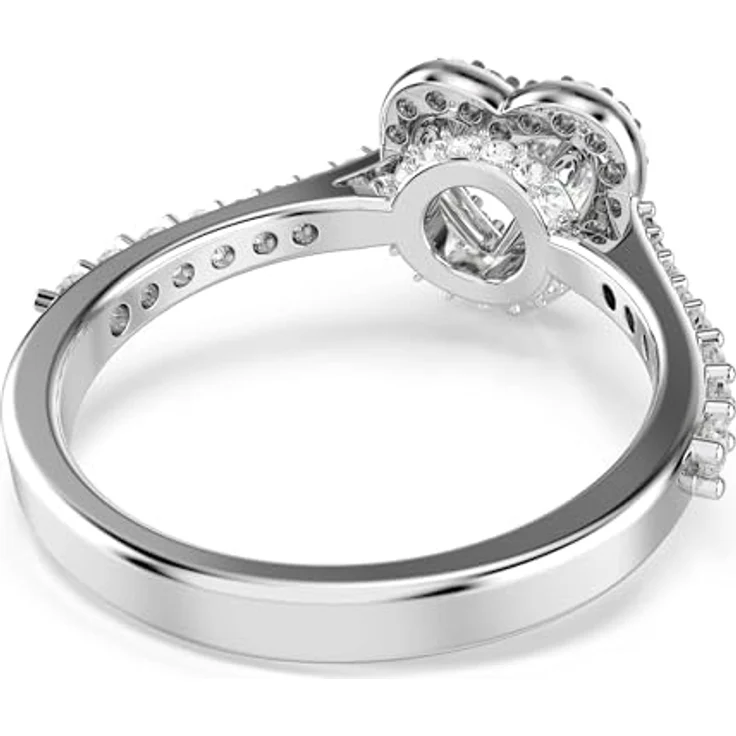 Swarovski Una Angelic Motivring, Herzform, Weiß, Rhodiniert mit Swarovski Zirconia und Kristallpavé – Bild 4