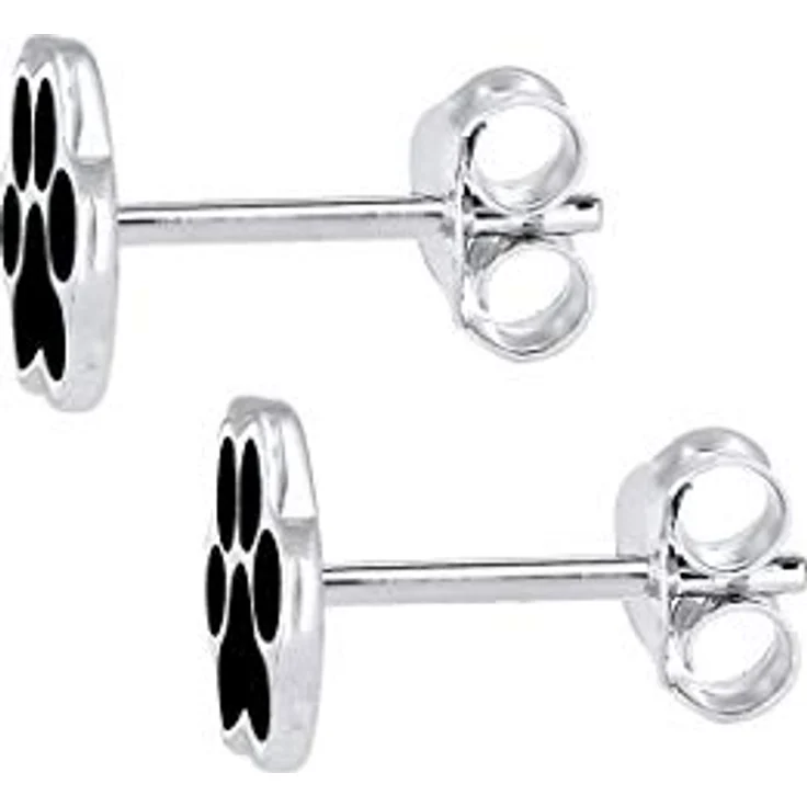 Elli Ohrringe Damen Ohrstecker Pfoten Tier Hund Katze filigran mit Emaille in 925 Sterling Silber – Bild 4