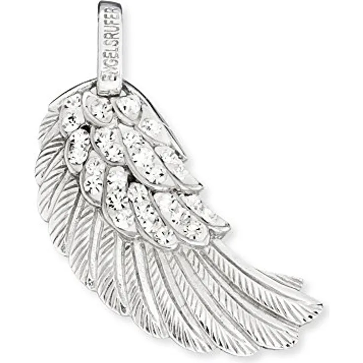 Engelsrufer Flügel Anhänger, 925er-Sterlingsilber mit weißen Kristallen, 29 mm
