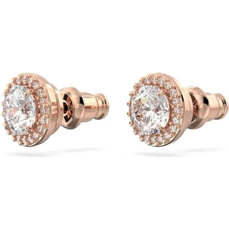 Swarovski Ohrstecker Una Angelic 5636275, roségoldene Ohrringe mit weißen Swarovski-Kristallen, 0,9 cm Länge – Bild 3