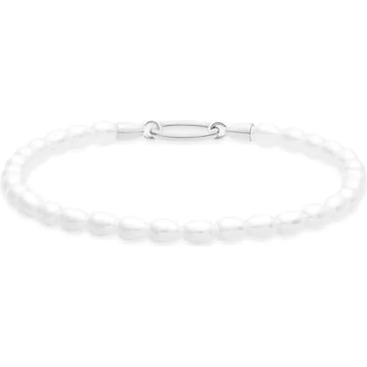 Tamaris Bracelet - Elegantes Armband aus poliertem Edelstahl in Silber - Verstellbare Glasperlenkette bis 18 cm - Wasserfest & hautfreundlich