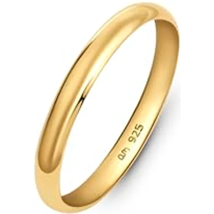 Amberta Hochzeitsringe Silber 925, Vergoldet für Damen und Herren, Ringgröße 50, mit Zertifikat und Verpackung – Bild 1