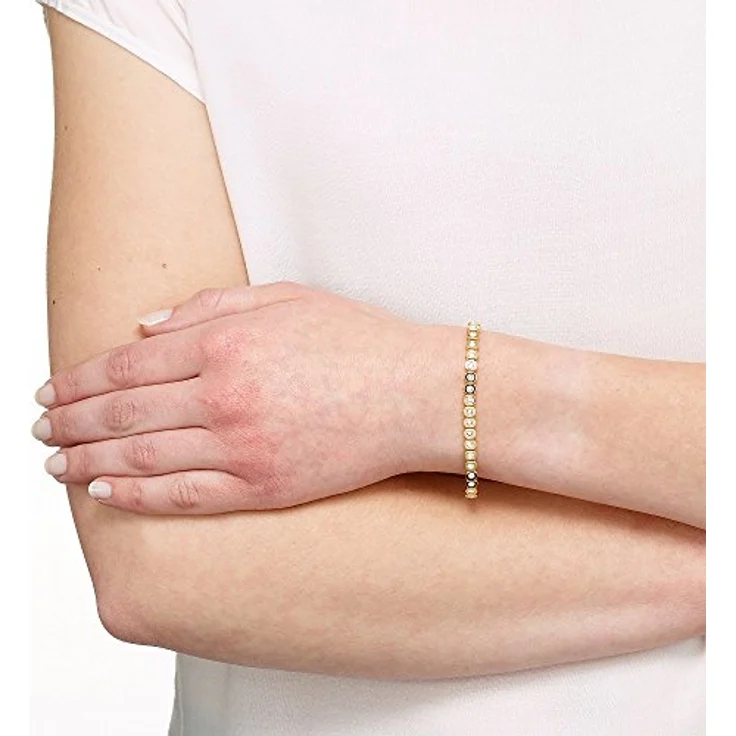Heideman Amilla II, Damen Armband aus goldfarbigem mattem Edelstahl mit weißen Zirkonia Steinen und Verlängerung – Bild 2