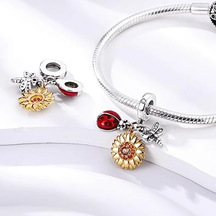 TINSLO Charm Anhänger Damen 925 Sterling Silber mit Zirkonia-Steinen, kompatibel mit Pandora Armbändern und Halsketten, ideales Geschenk für Frauen und Mädchen – Bild 2
