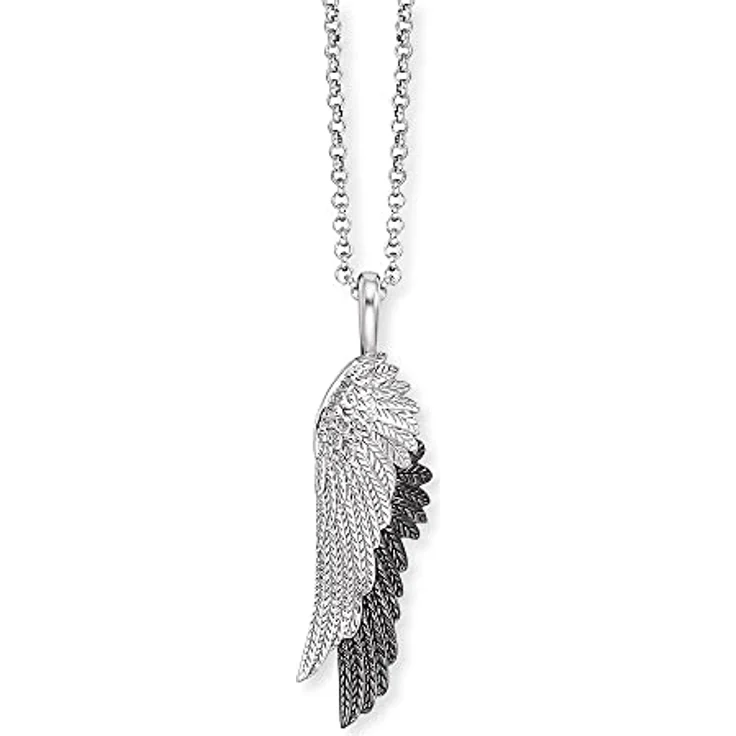 Engelsrufer Wingduo Damen Halskette, Sterling Silber mit Flügel Anhänger in silber/schwarz, verstellbar in drei Längen, nickelfrei, Karabinerverschluss – Bild 1
