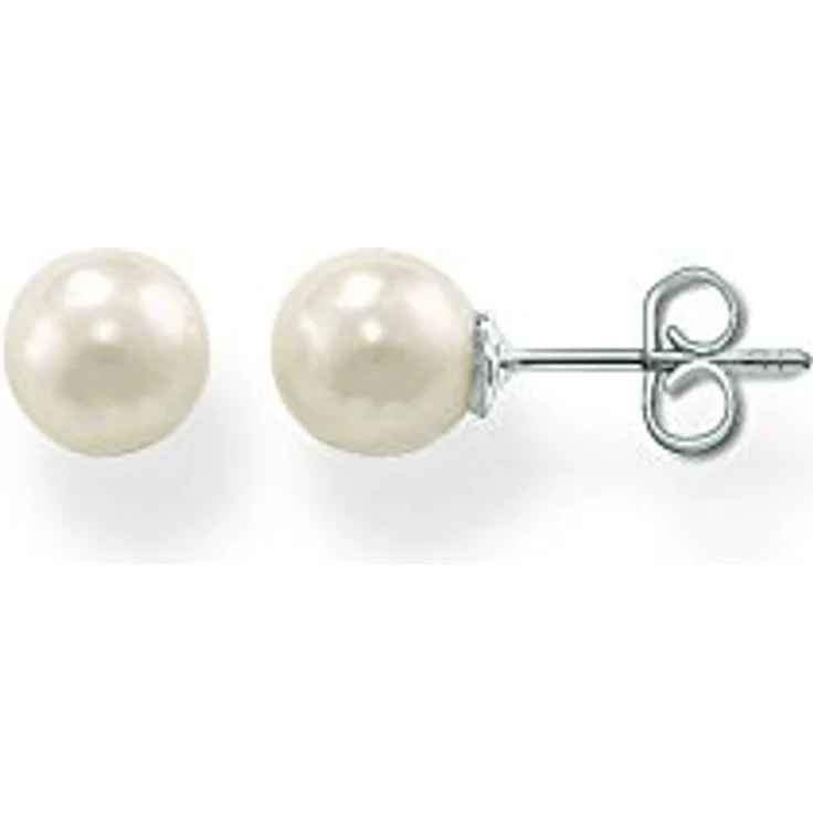 Thomas Sabo Damen-Ohrstecker SCH150036, 925 Silber mit oval geschliffener weißer Perle – Bild 1