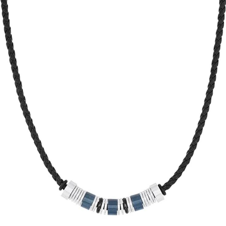 s.Oliver Bicolor Halsband für Herren, Edelstahl und Leder, 45+5 cm, in Schmuck Geschenkbox, 2031474 – Bild 2