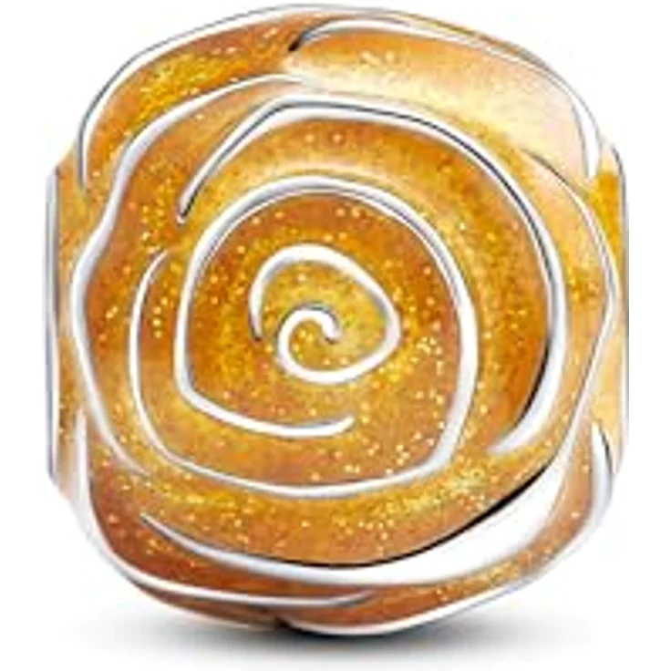 PANDORA Moments Gelbe Blühende Rose Charm, Sterling Silber mit glitzernder gelber Emaille, kompatibel mit Moments Armbändern, 793212C02 – Bild 2