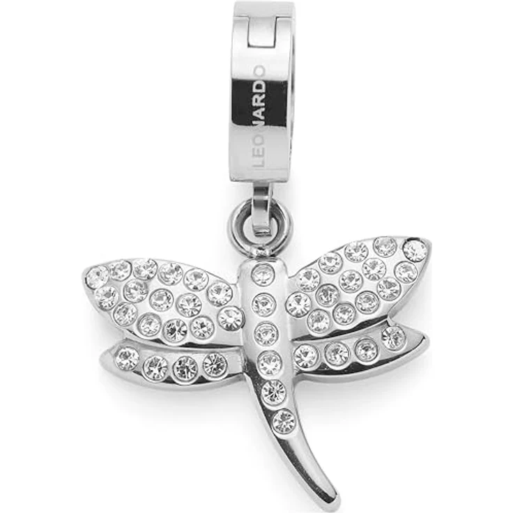 JEWELS BY LEONARDO Clip & Mix Elisabeth, Ketten-Anhänger aus silberfarbenem Edelstahl mit stilisierter Libelle und Pavé-Besatz, Schmuck Geschenk für Frauen, Größe M, 024965 – Bild 1