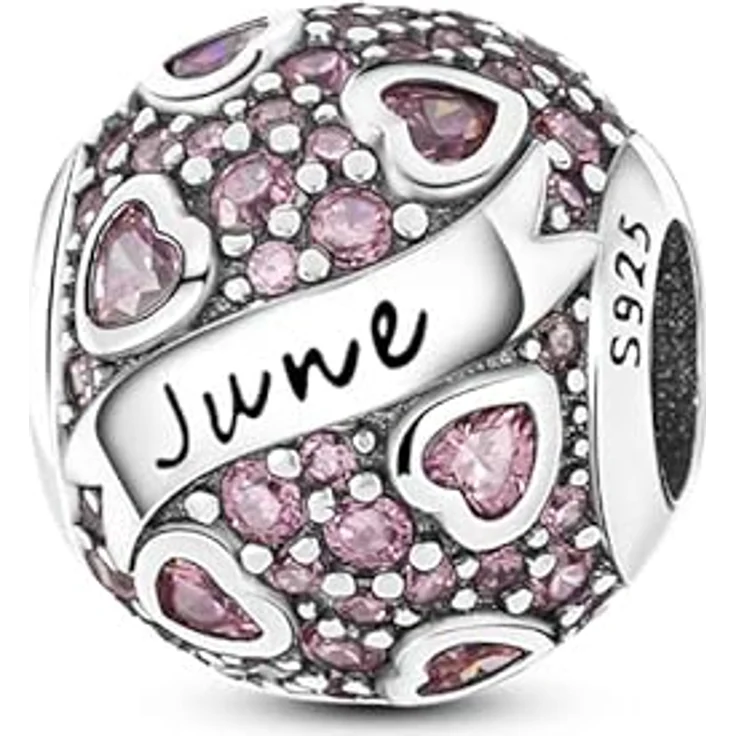 Pandach Damen Charm Anhänger Geburtsstein, 925 Sterling Silber, 12 Beads für Pandora Armband, kompatibel mit europäischen Armbändern und Halsketten – Bild 1